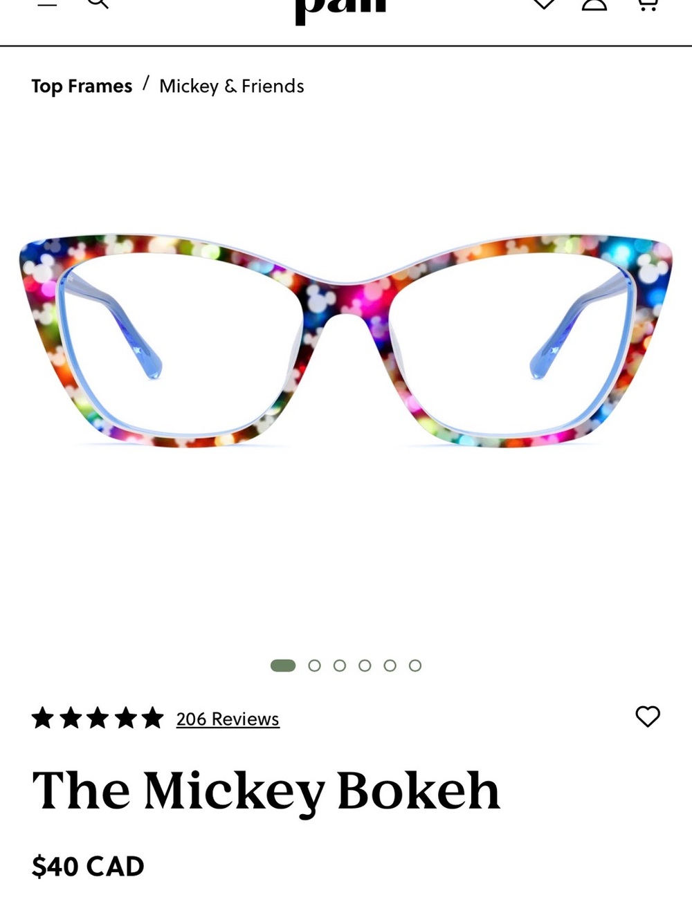 Mickey Bokeh Multicolor Cat-Eye Glasses Topper—fits Pair Eyewear “Wanda” frame